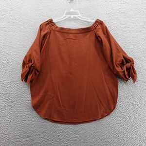 Tibi Off The Shoulder Top Size 4 Tunic Rust Brown Wool Blend Tie Sleeve